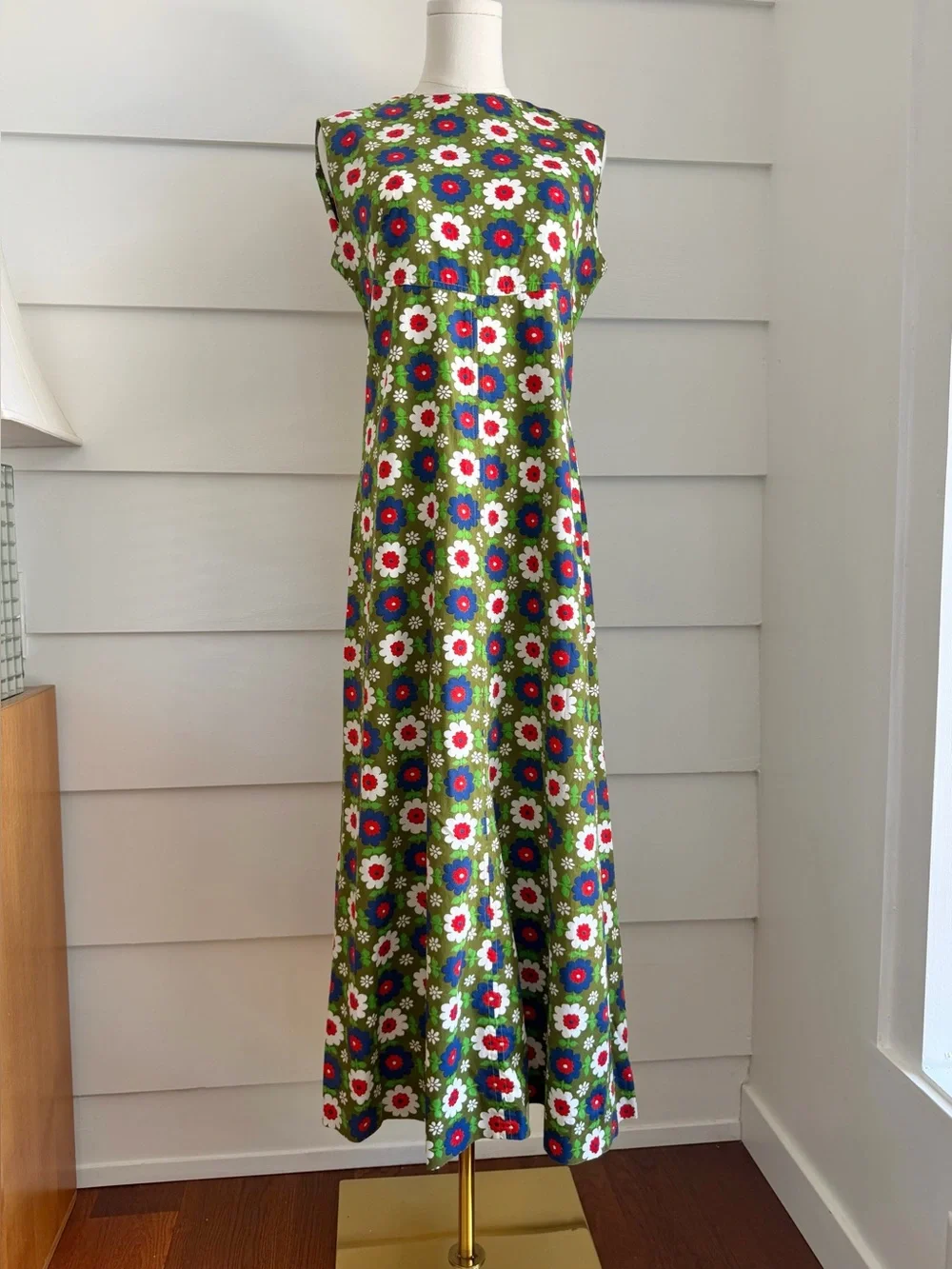 Vintage 70s Floral Print Maxi Dress Flower Power Boho Hippie - Picture 2 of 8